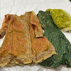 Gold and Green Sharara Outfit